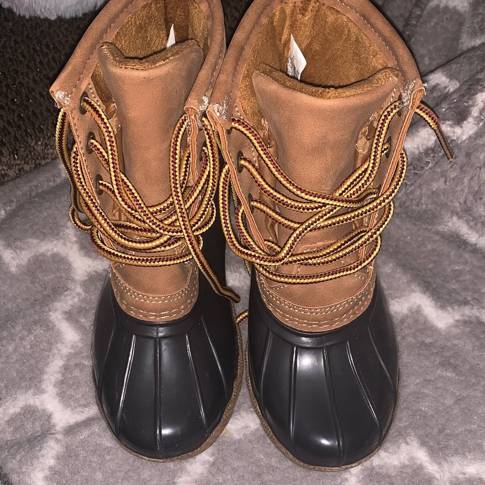 Kids Waterproof Brown and Black Snow Boots